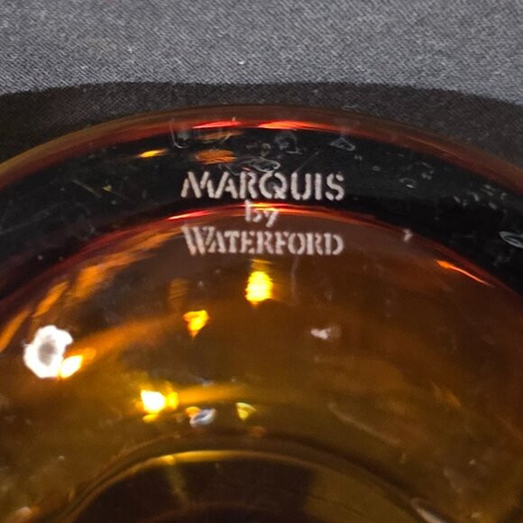 Vtg Marquis by Waterford Merengue 17" Amber Bud Vase - 3" x 17" - Picture 5 of 5